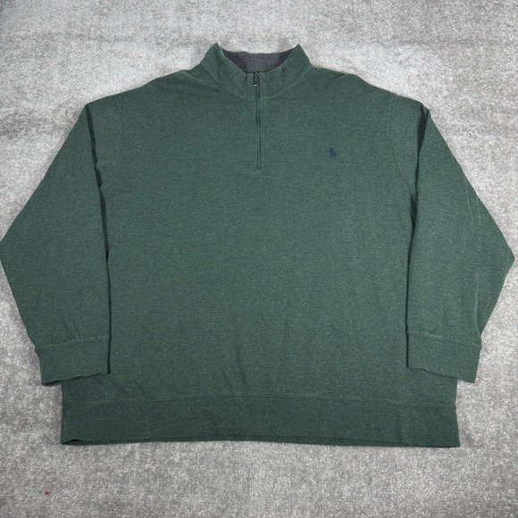 Polo Ralph Lauren Pullover Men's 3XB Green Luxury Quarter Zip Long Sleeve